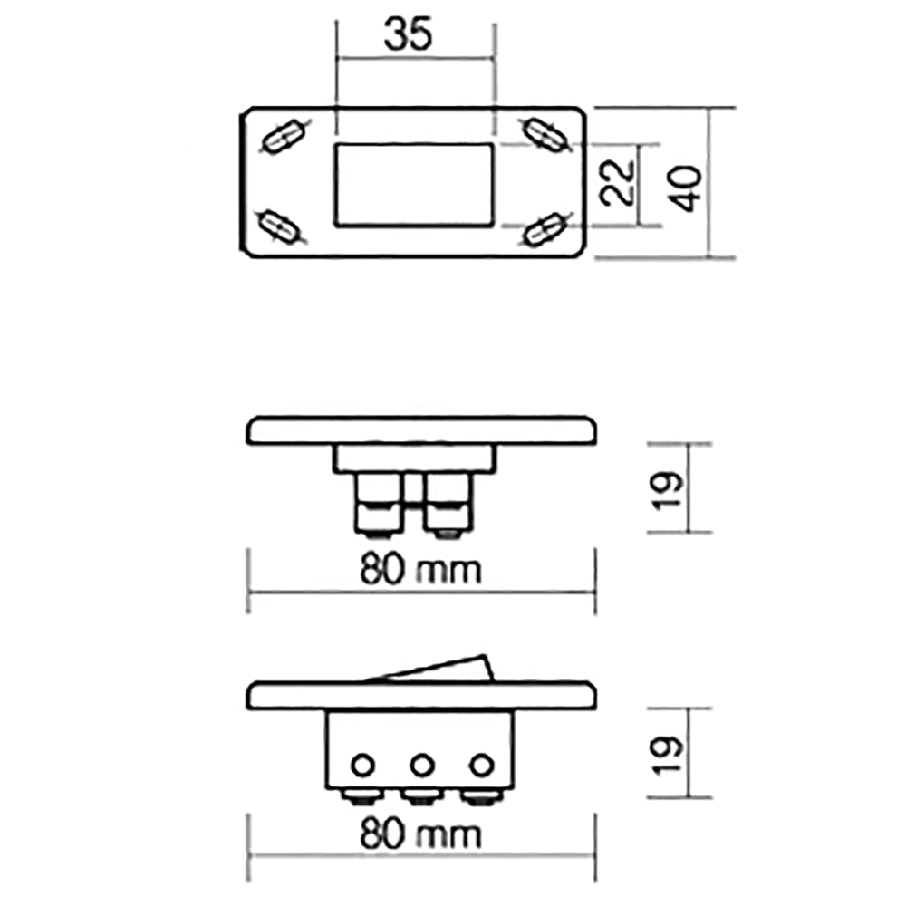 Выключатель мебельный врезной GLS 80х40 мм белый