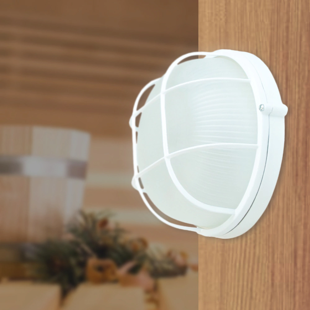 Светильник 1х60 Вт Е27 IP54 130 градусов белый Свет Круг решетка