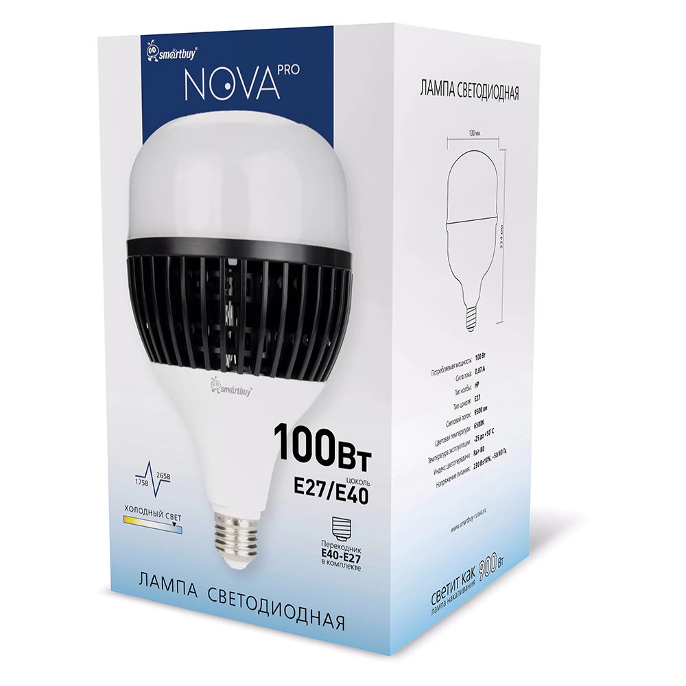 Светодиодная лампа 100 Вт E27/T холодный свет Smartbuy Nova Pro
