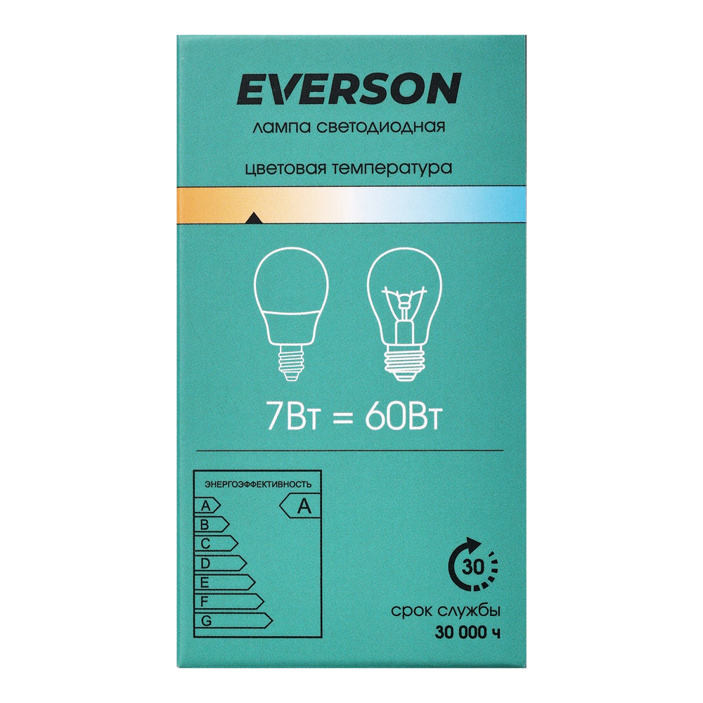 Светодиодная лампа EVERSON 7 Вт Е14/P теплый свет