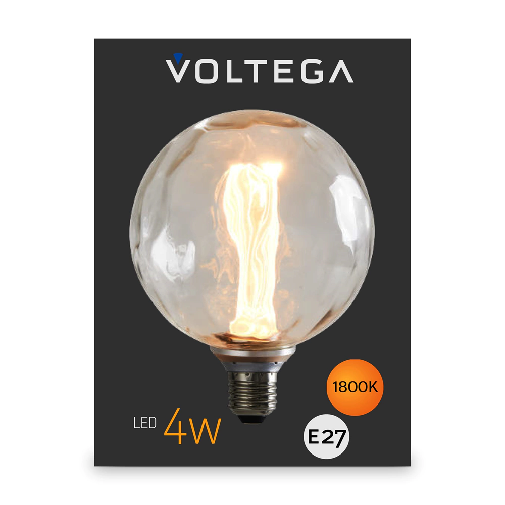 Светодиодная лампа Voltega 4 Вт Е27 1800 К шар прозрачный