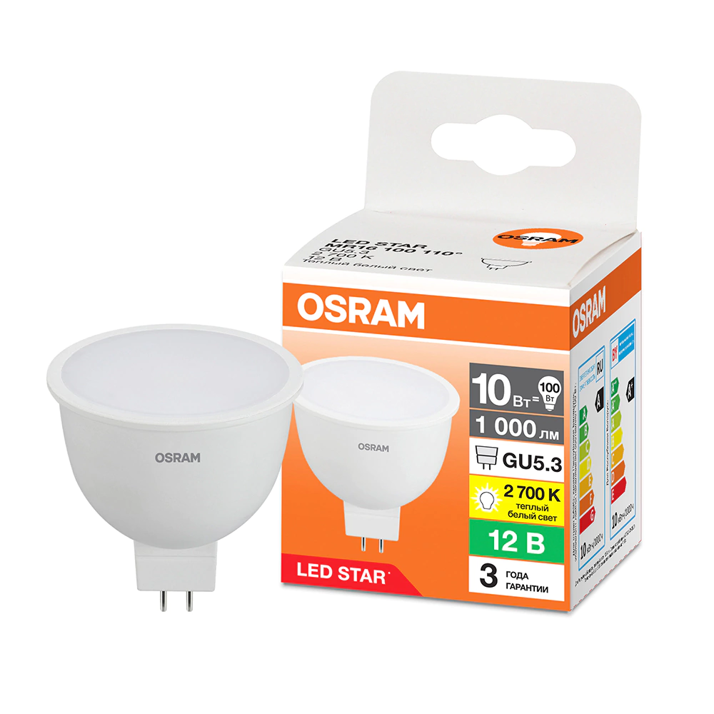 Светодиодная лампа OSRAM 10 Вт GU5,3 12 В теплый свет