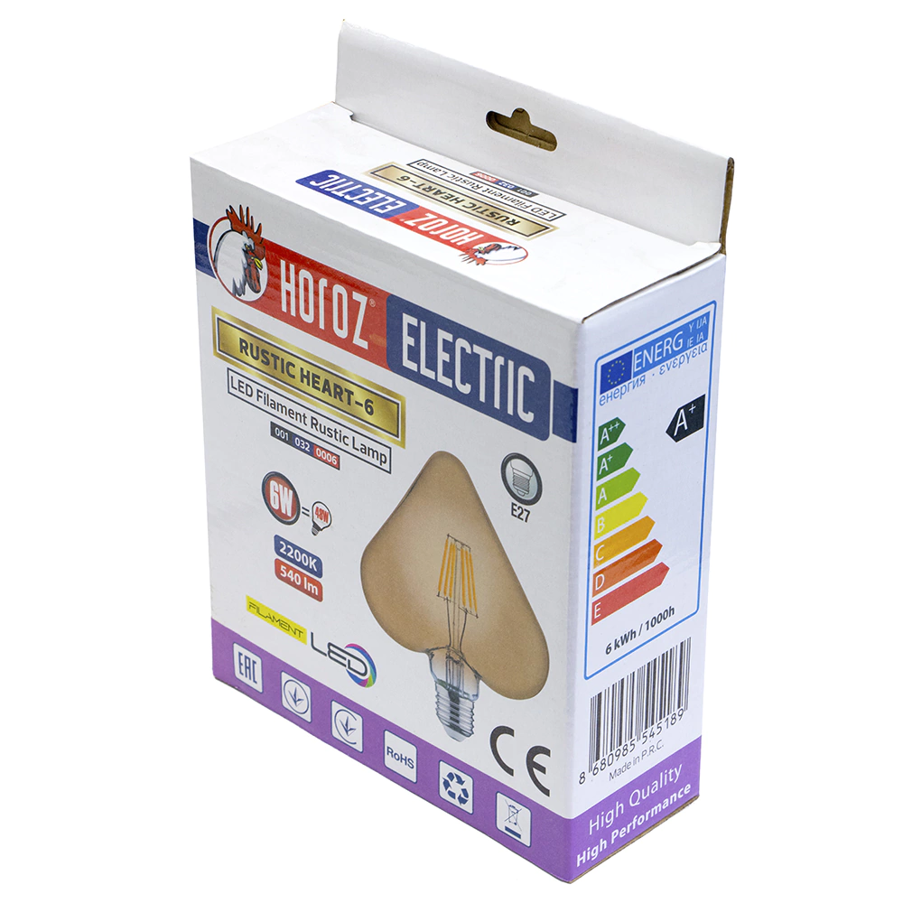 Лампа фигурная Horoz Electric Сердце 6Вт LED Е27 2200 К