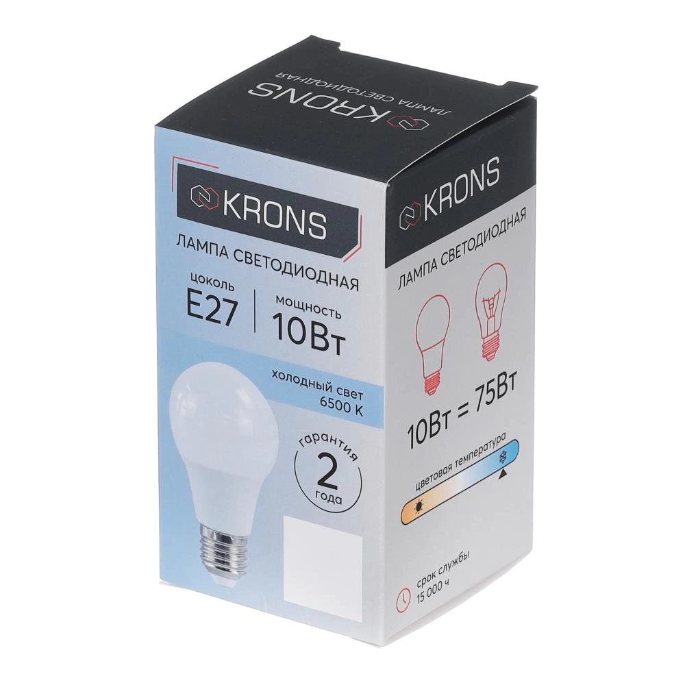 Светодиодная лампа 10 Вт Е27/А холодный свет KRONS