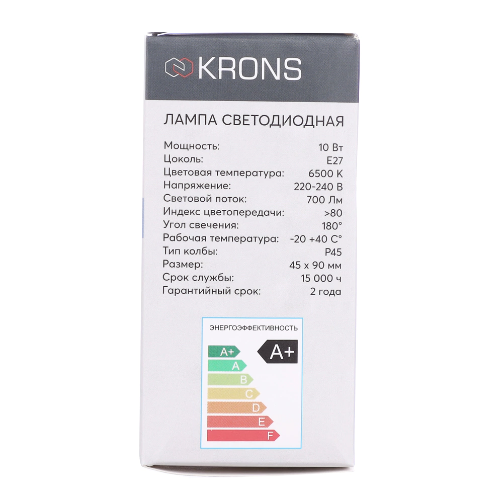 Светодиодная лампа 10 Вт Е27/Р холодный свет KRONS