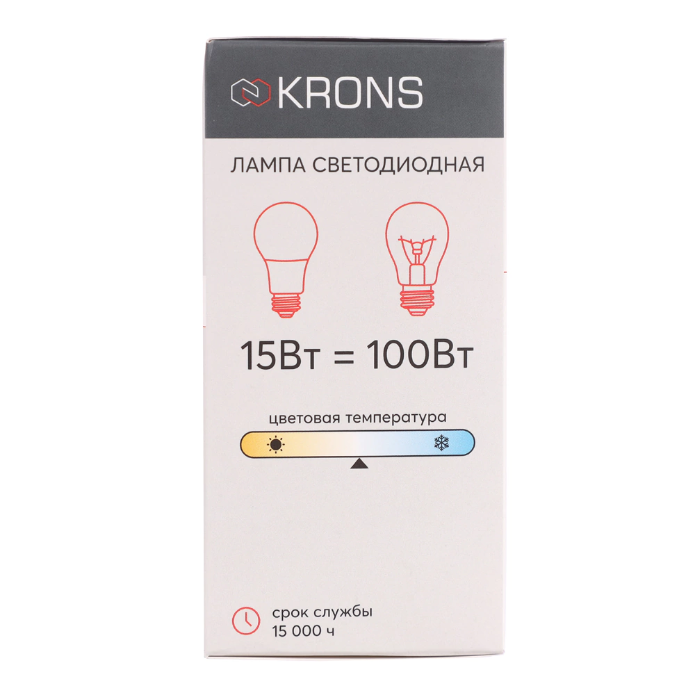 Светодиодная лампа 15 Вт Е27/А нейтральный свет KRONS