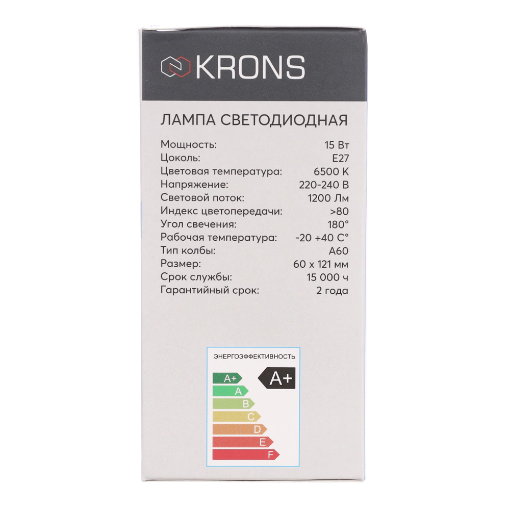 Светодиодная лампа 15 Вт Е27/А холодный свет KRONS