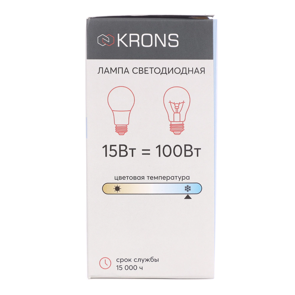 Светодиодная лампа 15 Вт Е27/А холодный свет KRONS