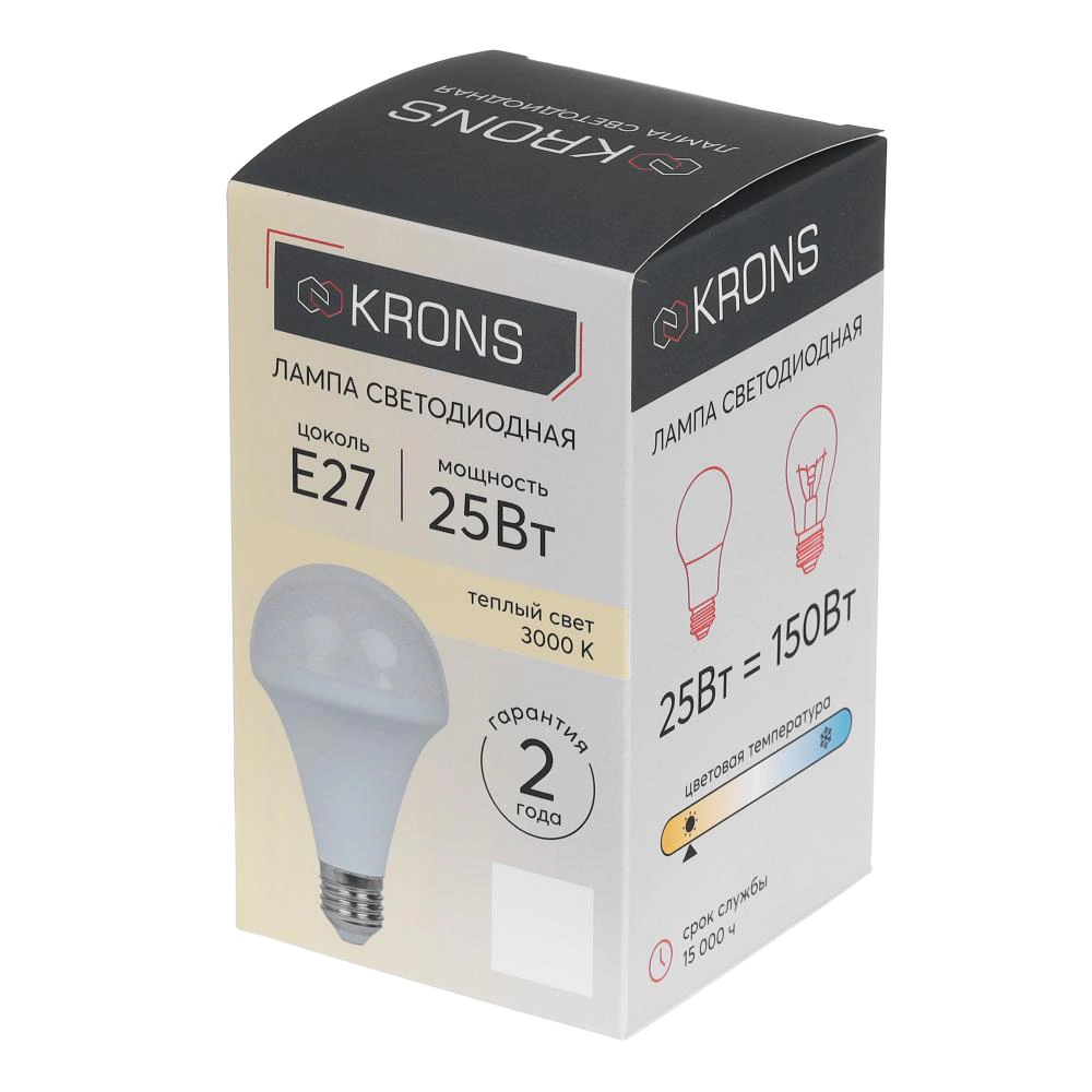 Светодиодная лампа 25 Вт Е27/А теплый свет KRONS