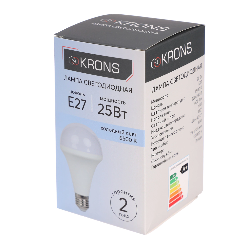 Светодиодная лампа 25 Вт Е27/А холодный свет KRONS