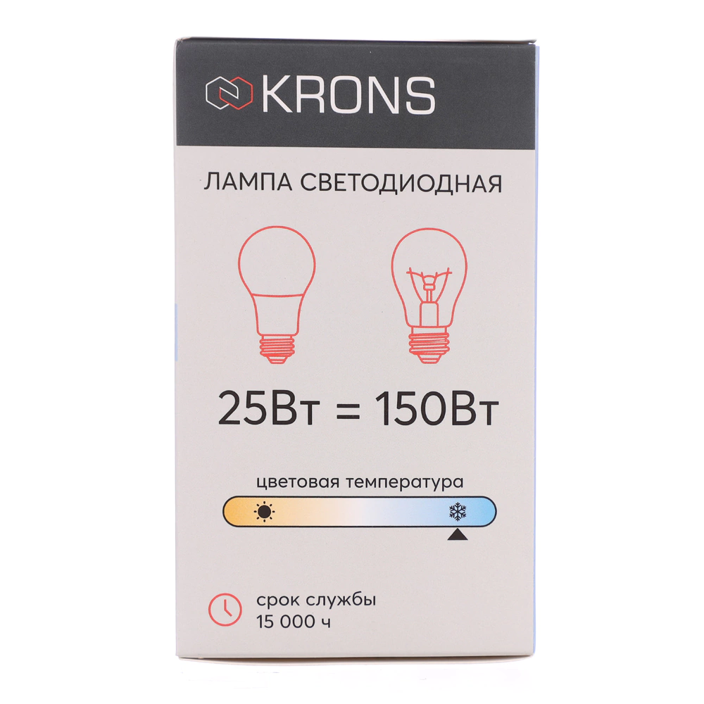 Светодиодная лампа 25 Вт Е27/А холодный свет KRONS