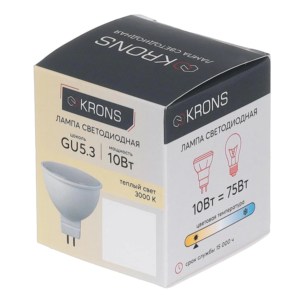 Светодиодная лампа 5 Вт GU5,3 220 В теплый свет KRONS