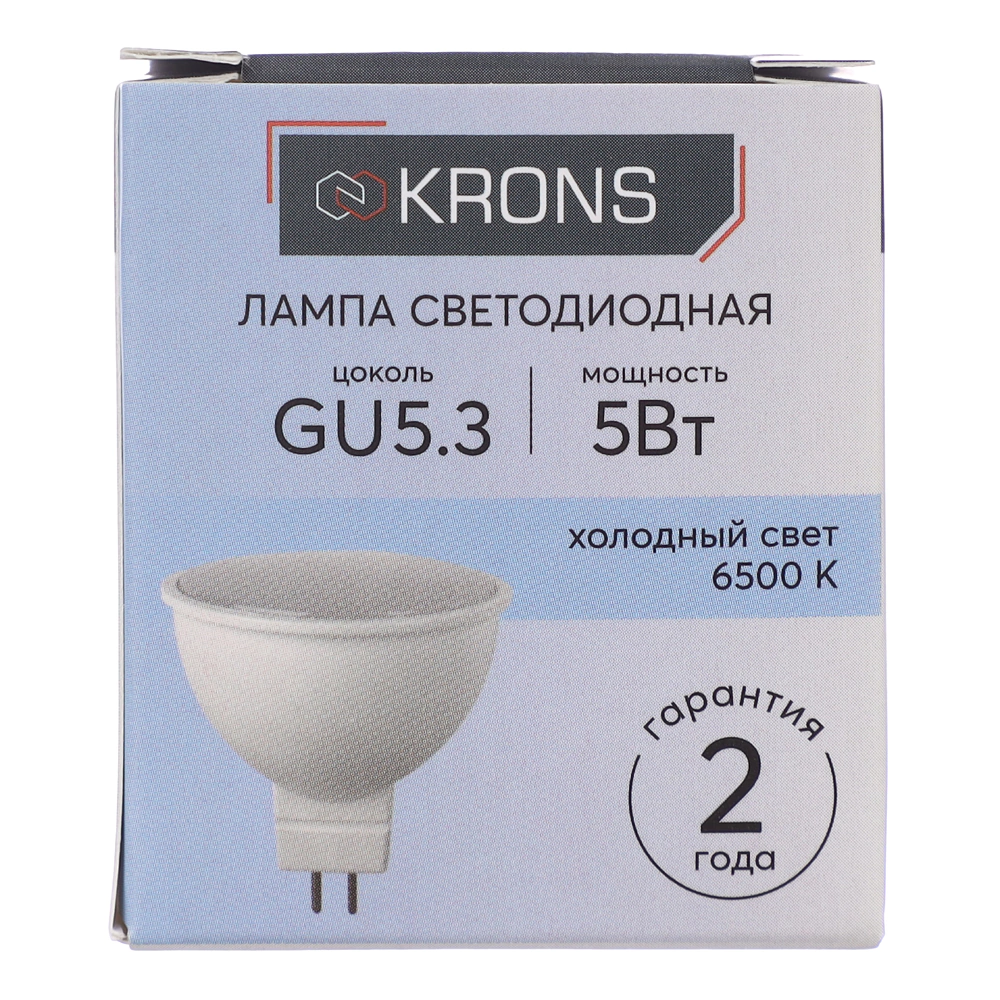 Светодиодная лампа 5 Вт GU5,3 220 В холодный свет KRONS