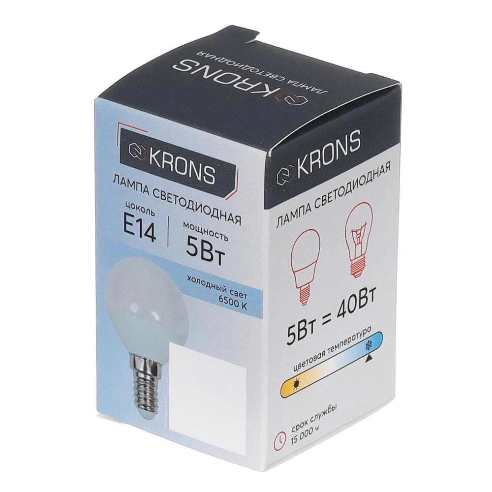Светодиодная лампа 5 Вт Е14/Р холодный свет KRONS