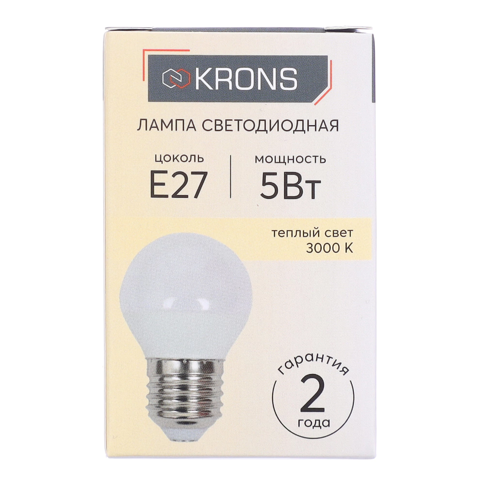 Светодиодная лампа 5 Вт Е27/Р теплый свет KRONS