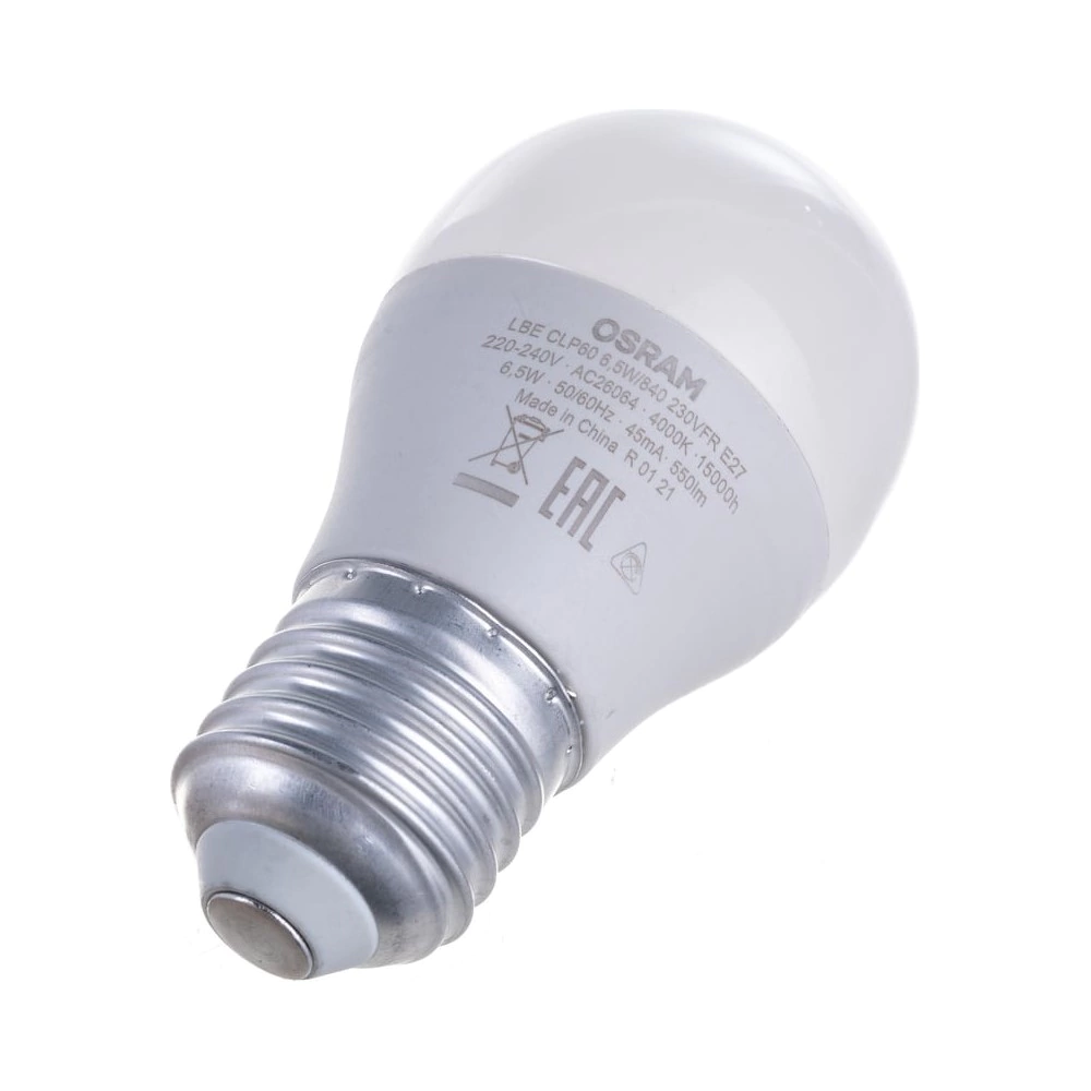 Светодиодная лампа 6,5 Вт Е27/P нейтральный свет OSRAM