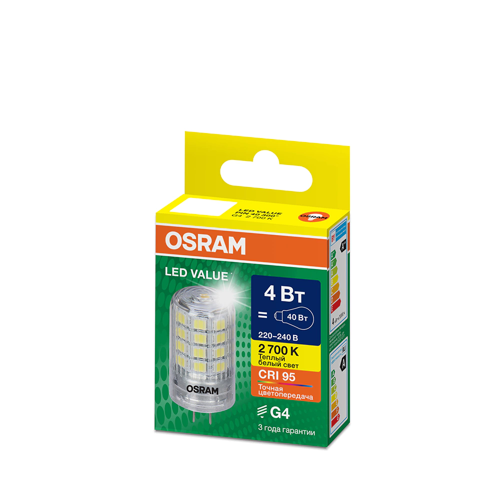 Светодиодная лампа 4 Вт G4 теплый свет OSRAM Value