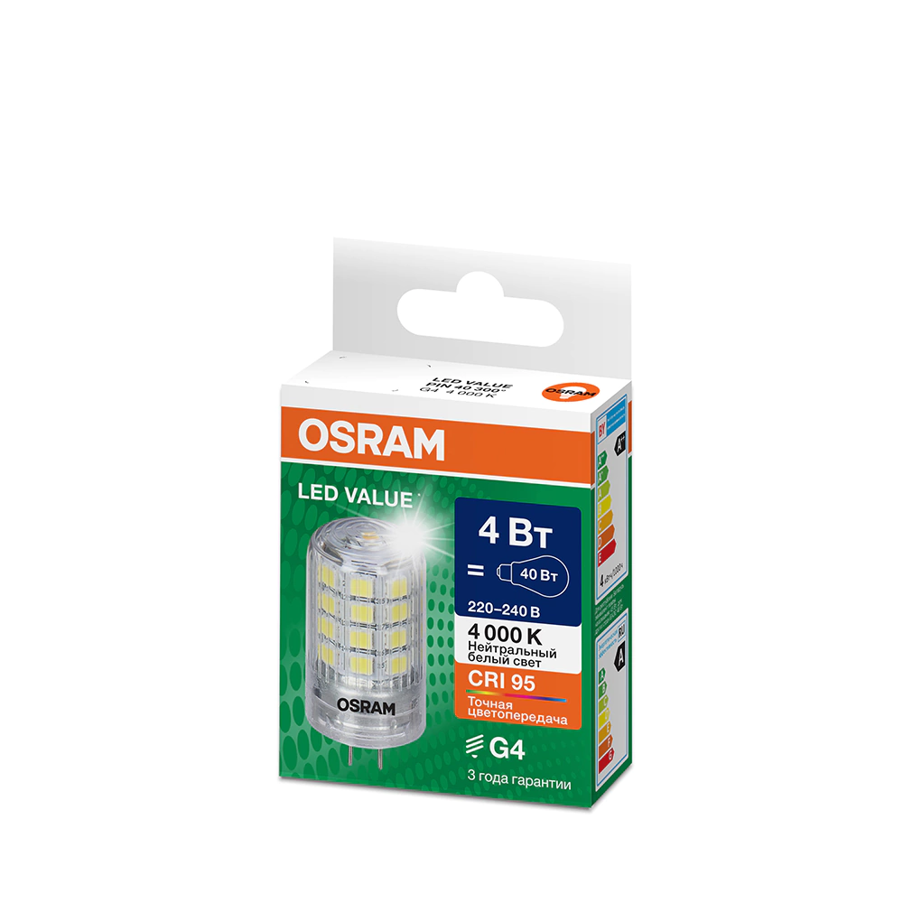 Светодиодная лампа 4 Вт G4 нейтральный свет OSRAM Value