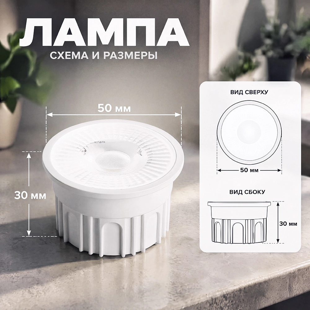 Модуль светодиодный 9 Вт GU10/GU5,3 линза 38° 2700/4000/6400 К Ambrella memory