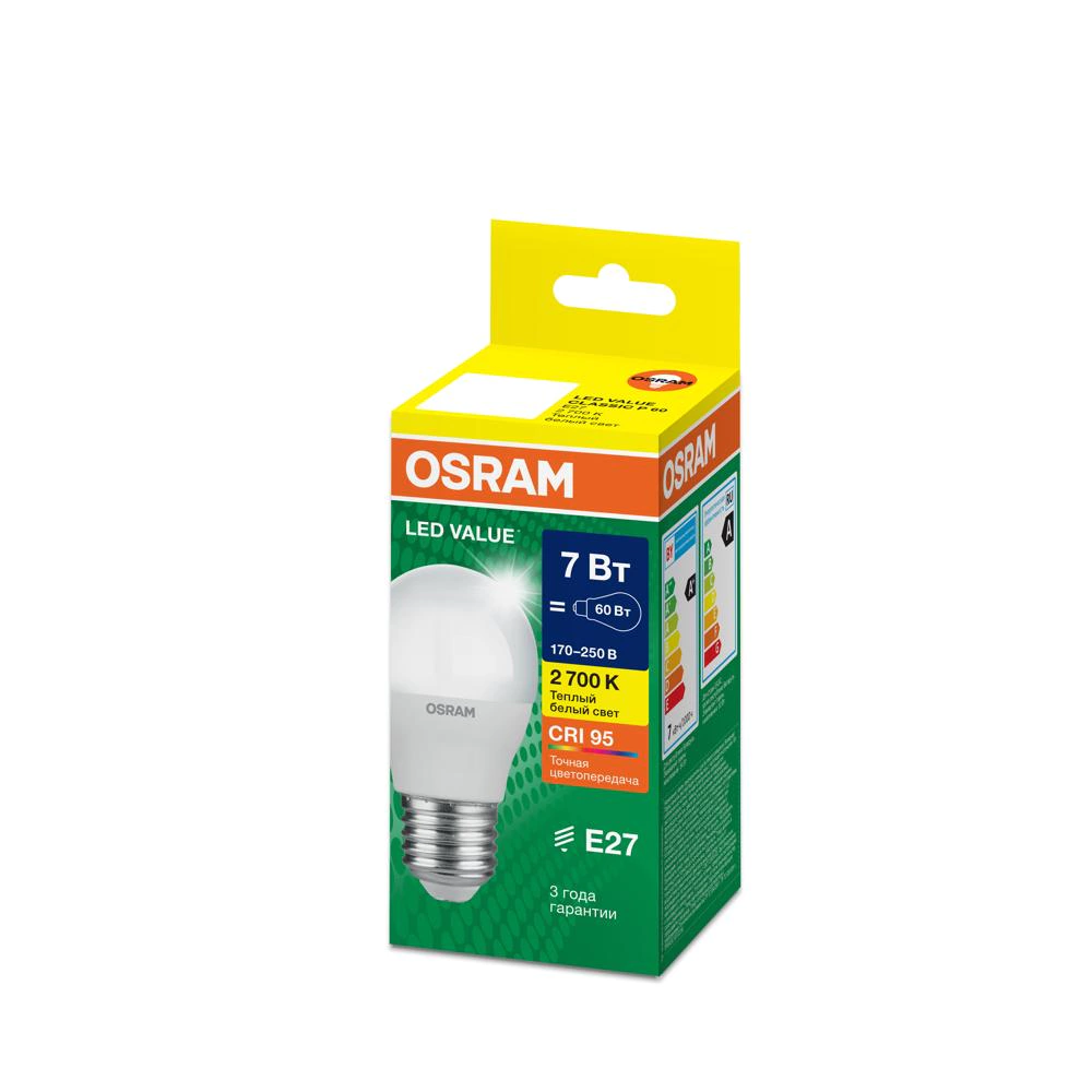 Светодиодная лампа OSRAM Value 6/7 Вт Е27/P теплый свет