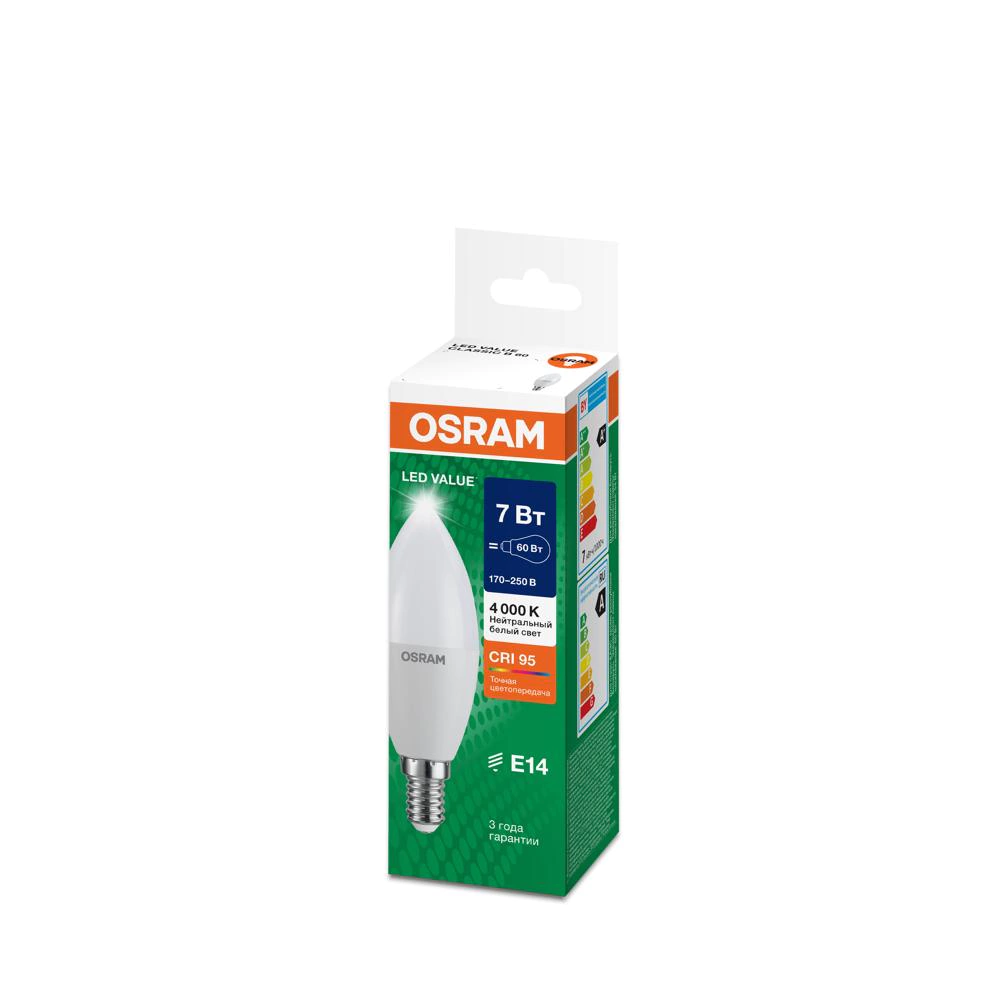 Светодиодная лампа OSRAM Value 6,5/7 Вт Е14/В нейтральный свет