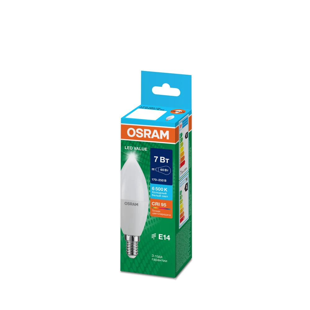 Светодиодная лампа OSRAM Value 6,5/7 Вт Е14/В холодный свет