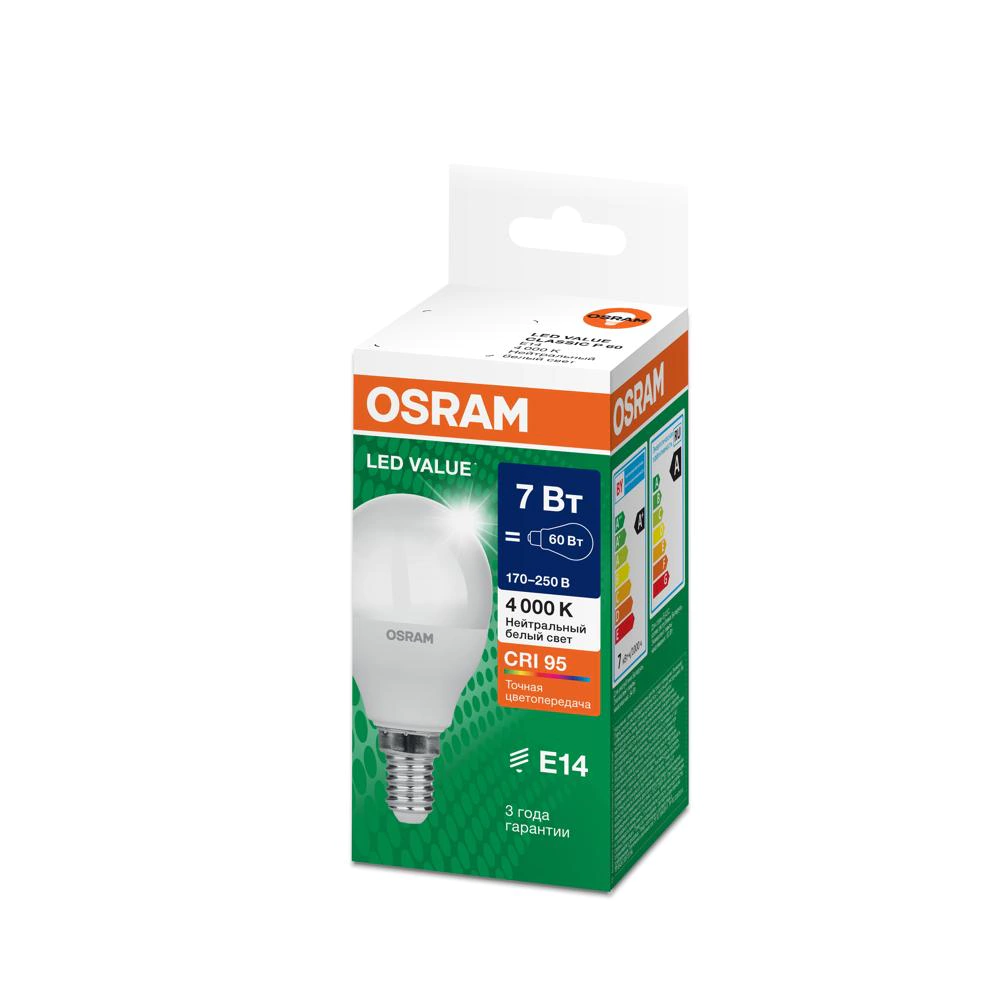 Светодиодная лампа OSRAM Value 6,5/7 Вт Е14/P нейтральный свет