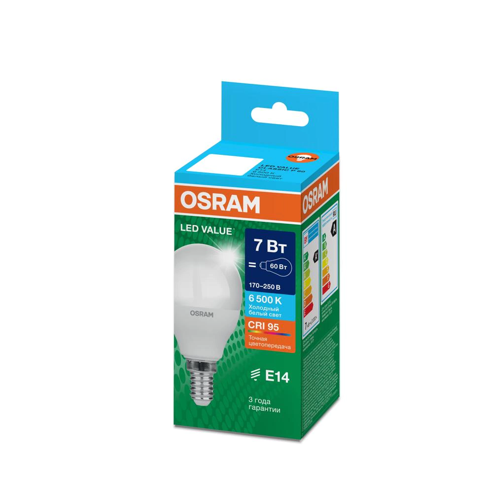 Светодиодная лампа OSRAM Value 6,5/7 Вт Е14/P холодный свет