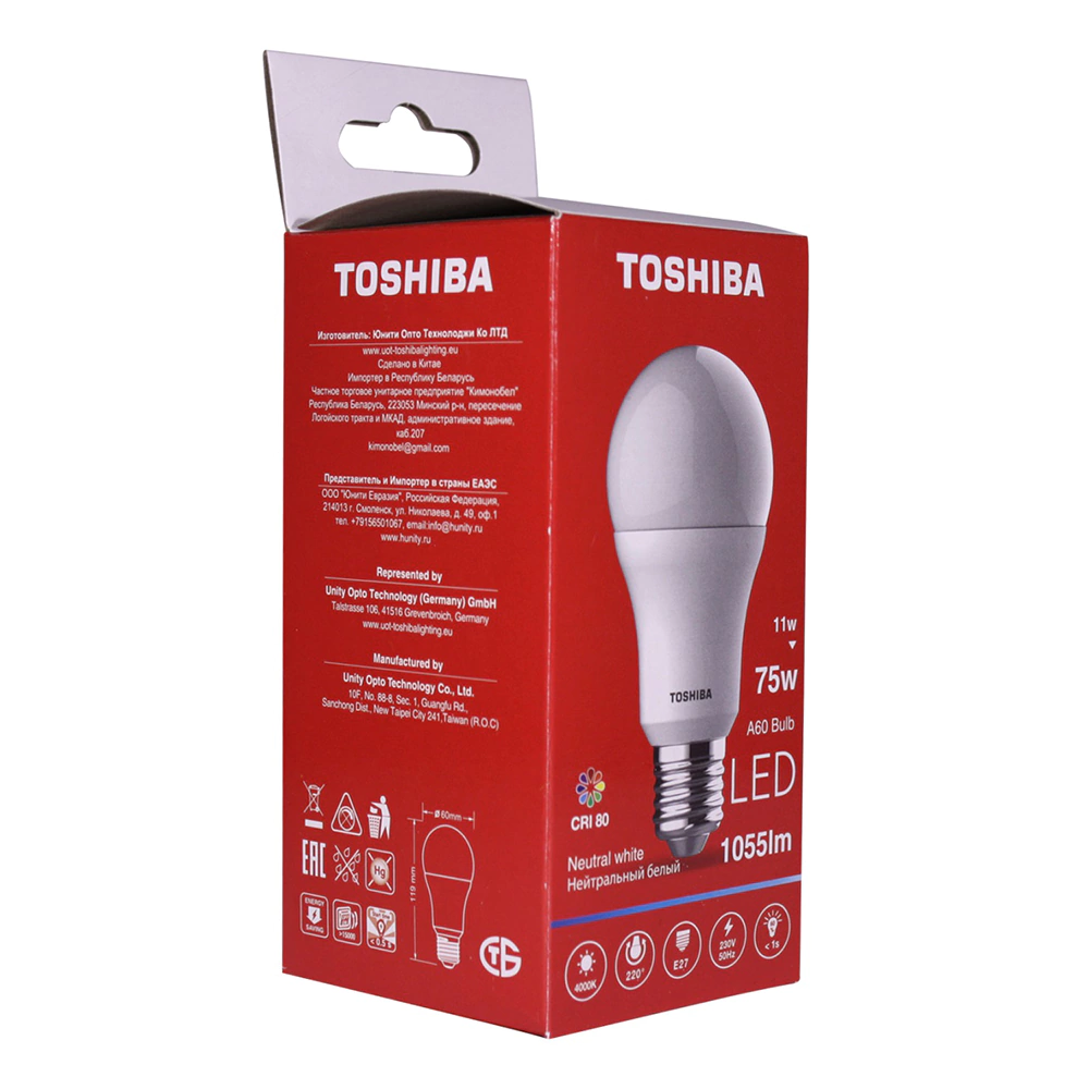 Светодиодная лампа TOSHIBA 11 Вт Е27/A дневной свет