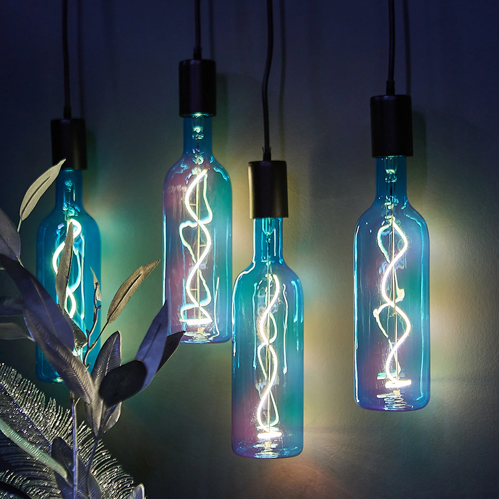 Светодиодная лампа Uniel SOHO Бутылка 5 Вт E27 филаментная синяя