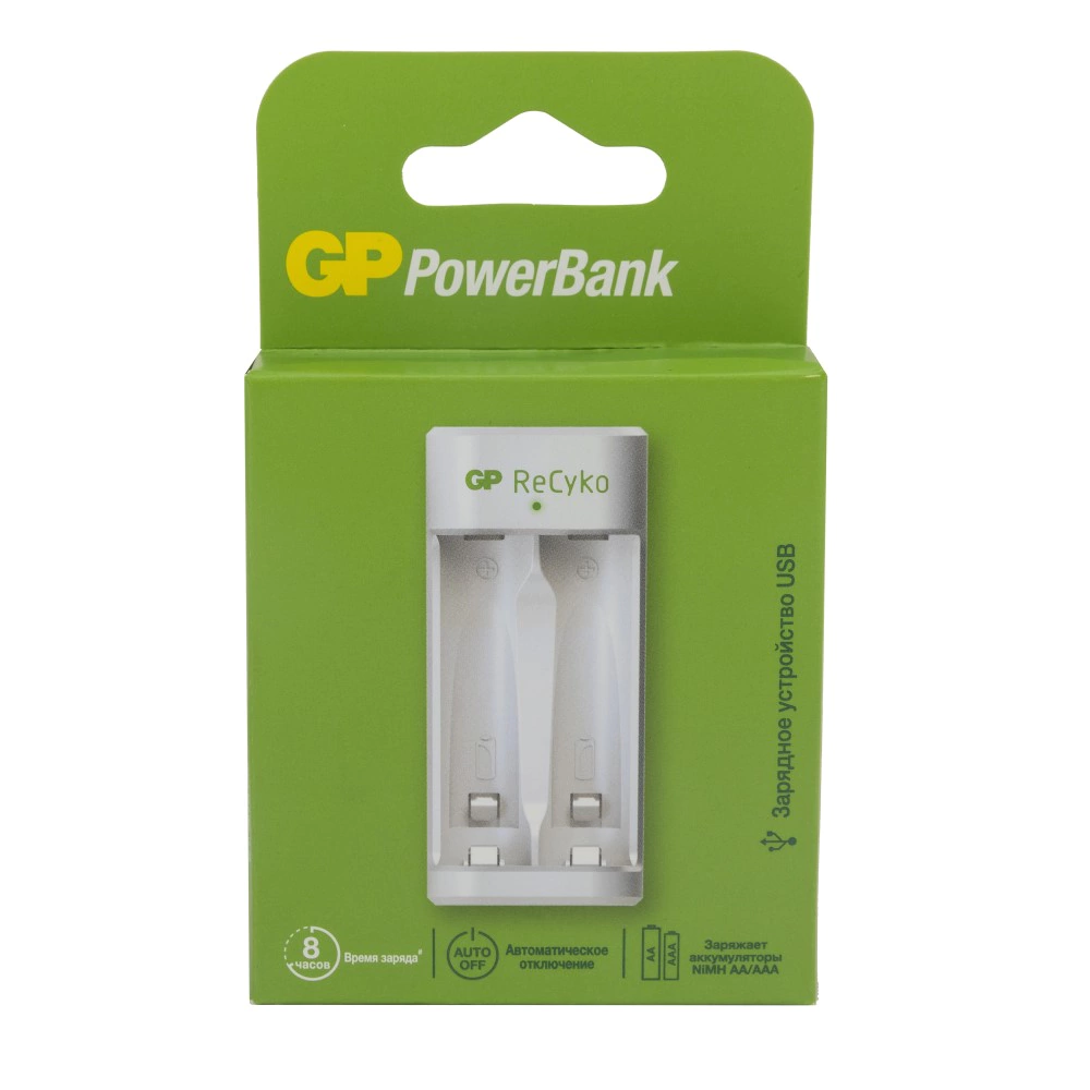 Устройство зарядное GP на 2 аккумулятора Ni-MH AA/AAA USB