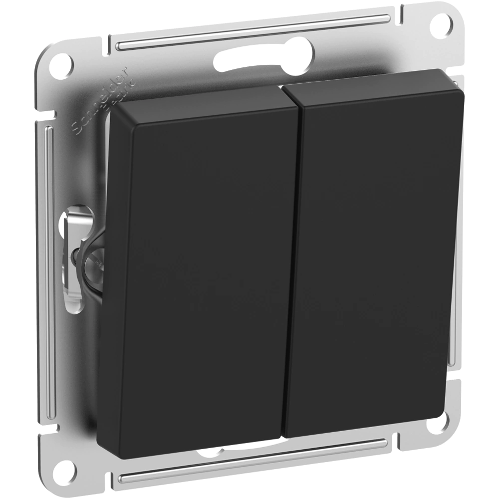 Выключатель двухклавишный SE Атлас Дизайн AQUA IP44 без рамки карбон