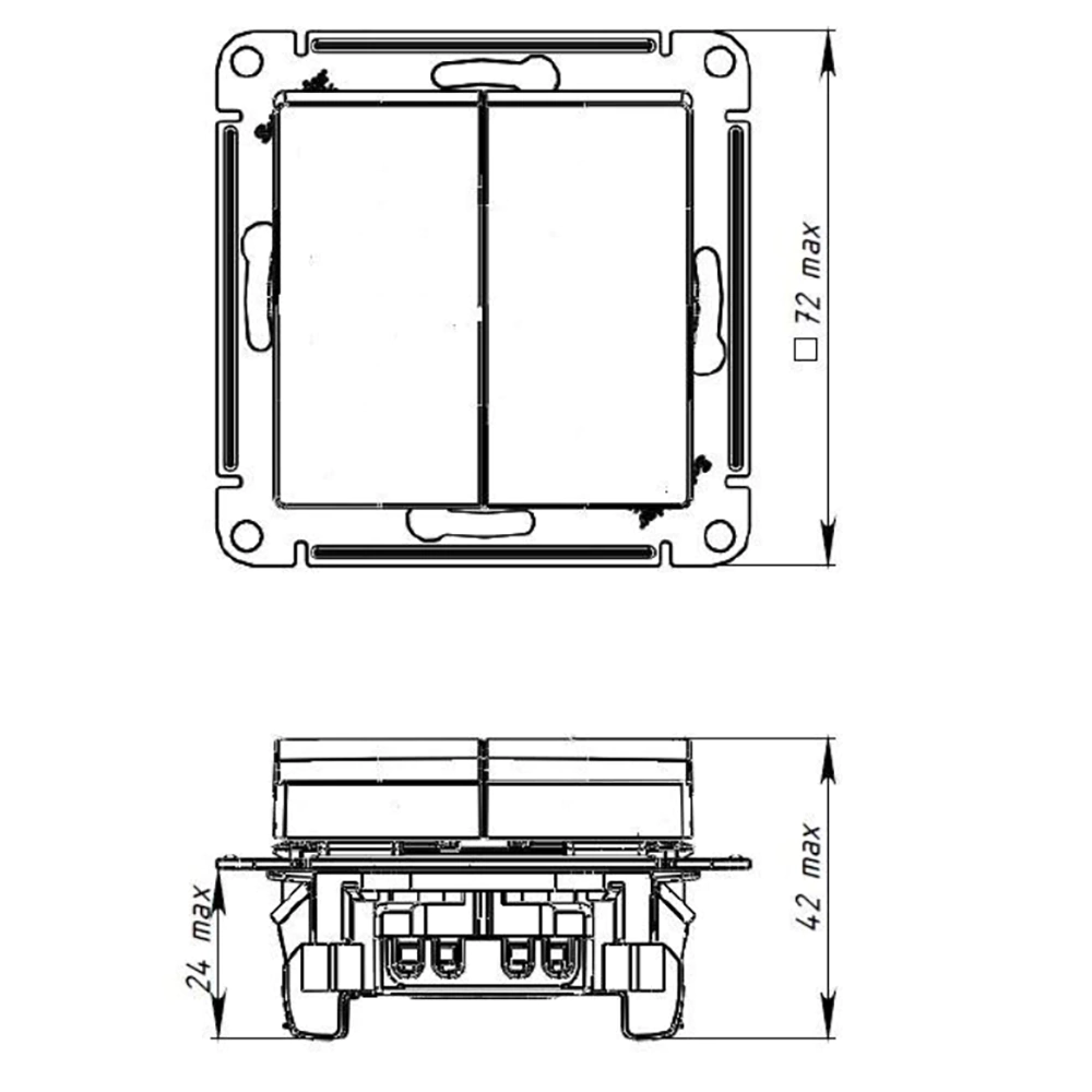 Выключатель двухклавишный SE Атлас Дизайн AQUA IP44 без рамки карбон