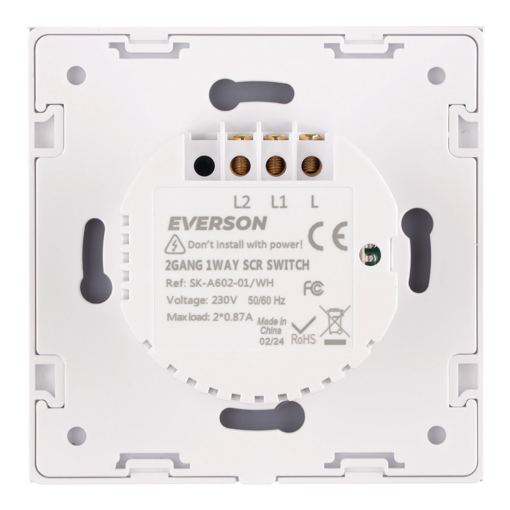 Выключатель сенсорный двухклавишный EVERSON 2х100 Вт белый