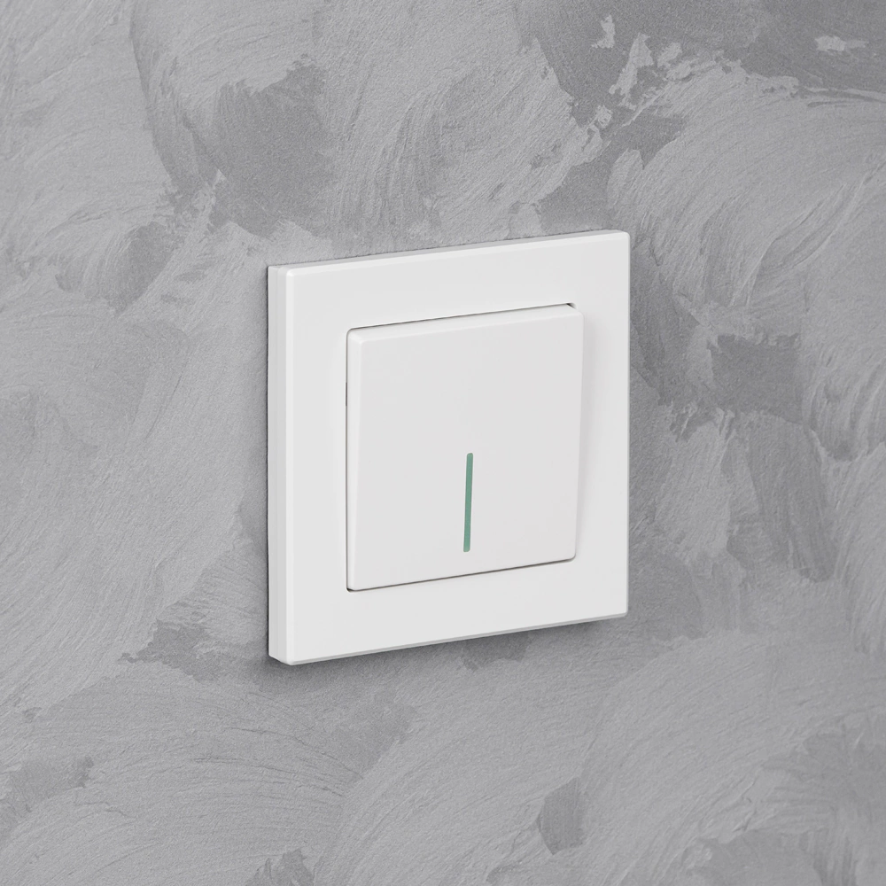 Выключатель EVERSON Кватро с подсветкой без рамки белый матовый