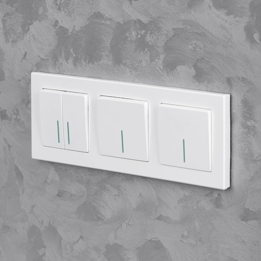 Выключатель EVERSON Кватро с подсветкой без рамки белый матовый