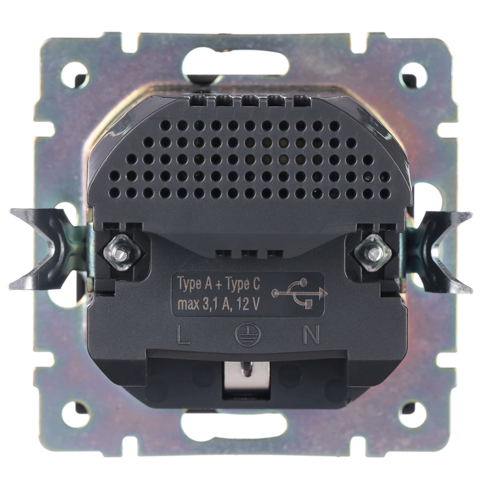 Розетка USB A + C 20 Вт никель без рамки EVERSON Кватро