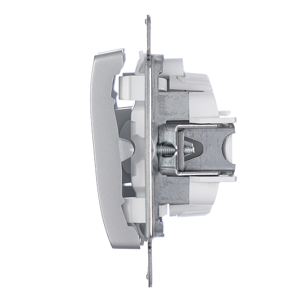 Выключатель двухклавишный SE Глосса с подсветкой алюминий