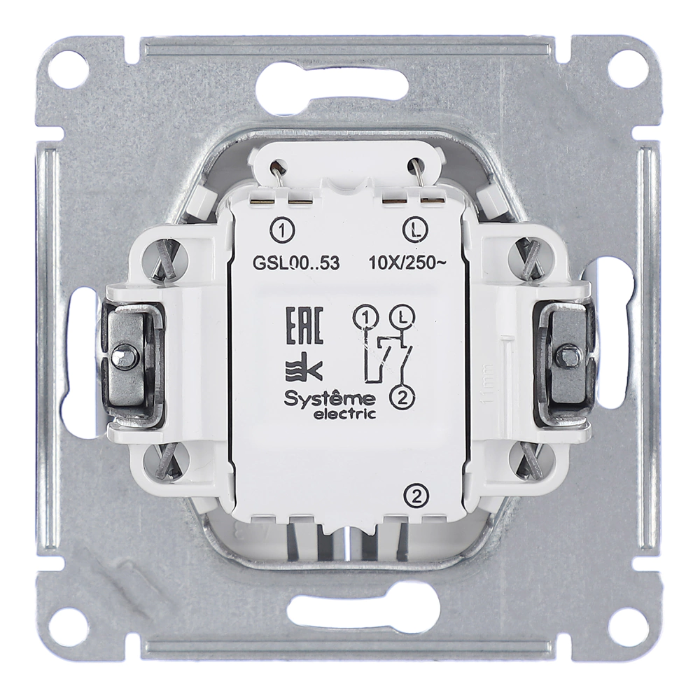 Выключатель двухклавишный SE Глосса с подсветкой алюминий