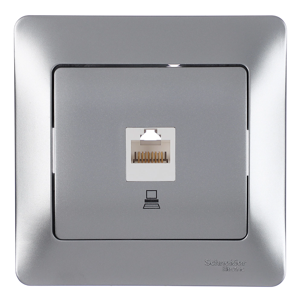 Розетка компьютерная SE Глосса без рамки алюминий