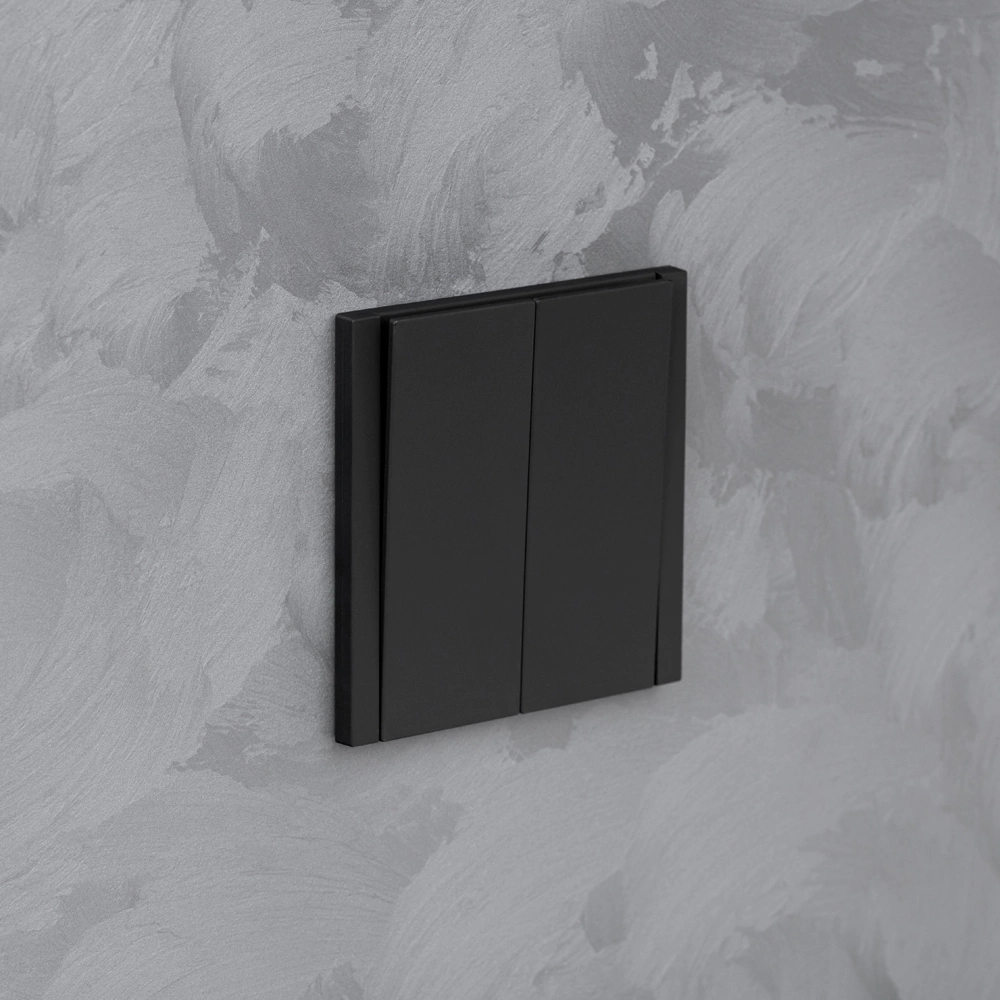 Выключатель двойной черный матовый без рамки EVERSON Лилиум