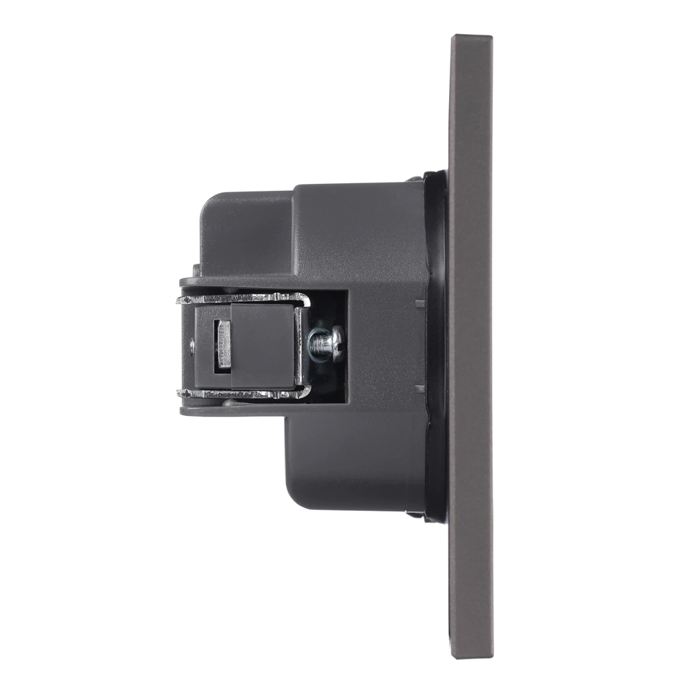 Розетка с заземлением серый матовый со скрытой рамкой EVERSON Лилиум