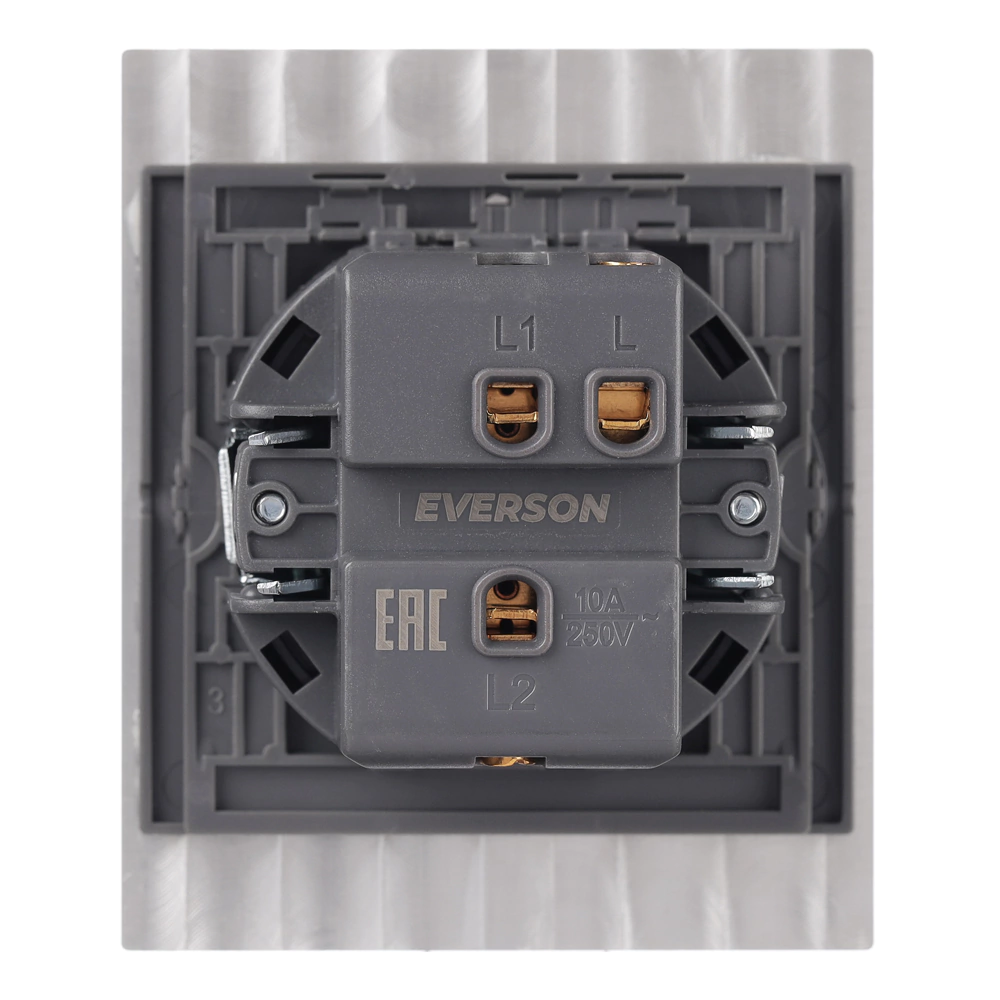 Выключатель проходной рифленый алюминий без рамки EVERSON Лилиум