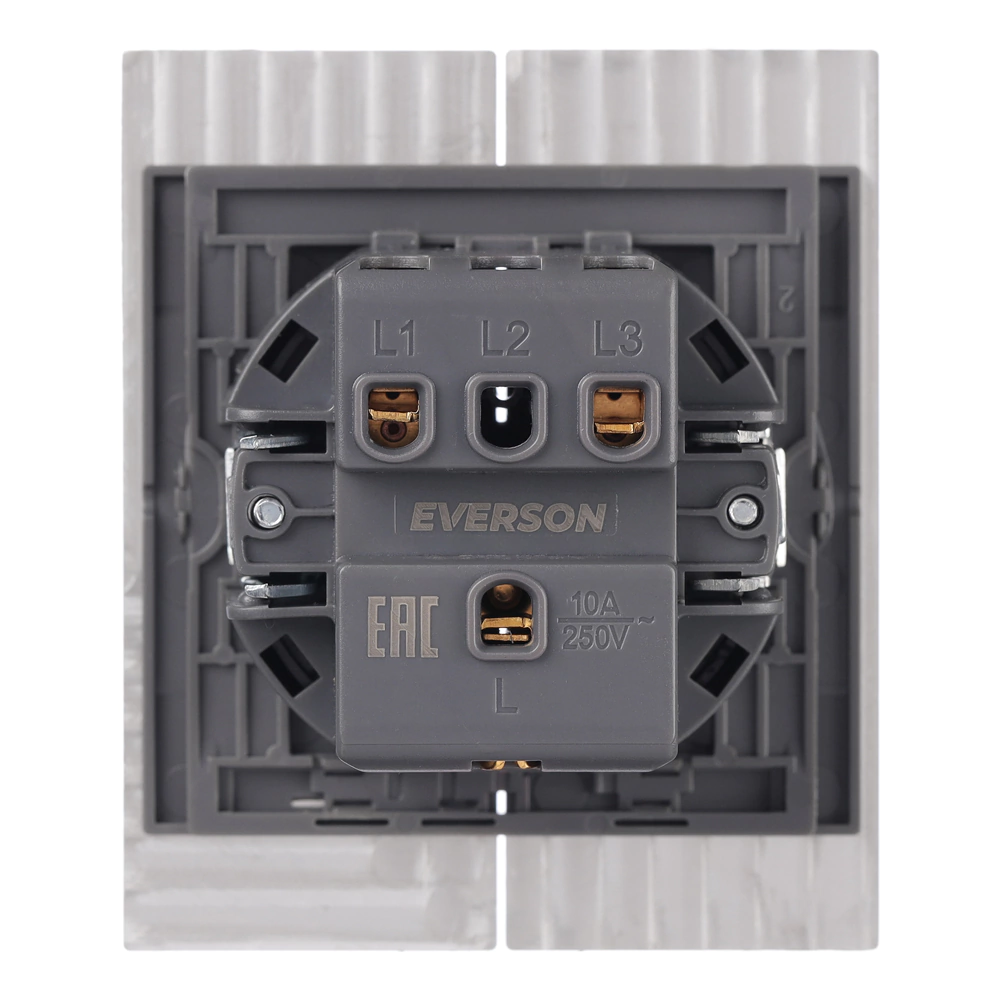 Выключатель двойной рифленый алюминий без рамки EVERSON Лилиум