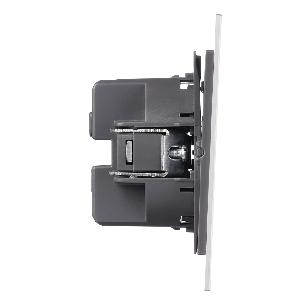 Выключатель двойной проходной рифленый алюминий без рамки EVERSON Лилиум