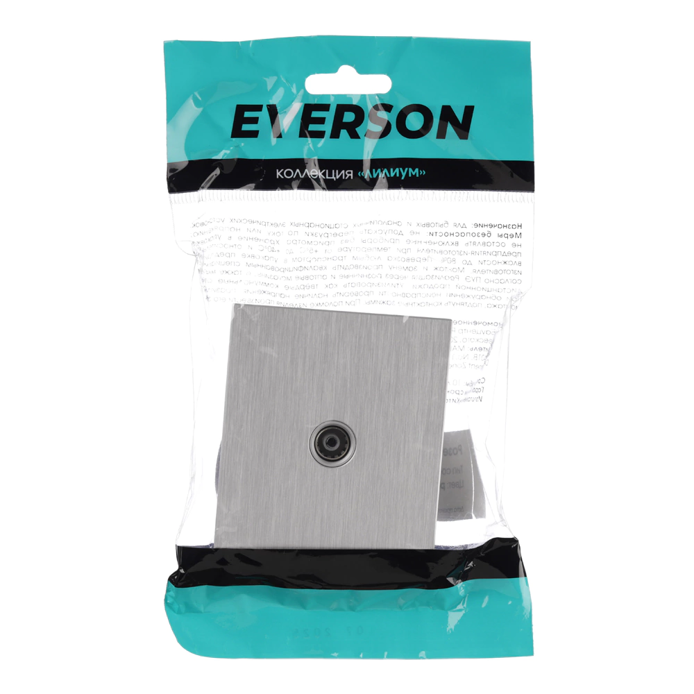 Розетка ТВ рифленый алюминий без рамки EVERSON Лилиум