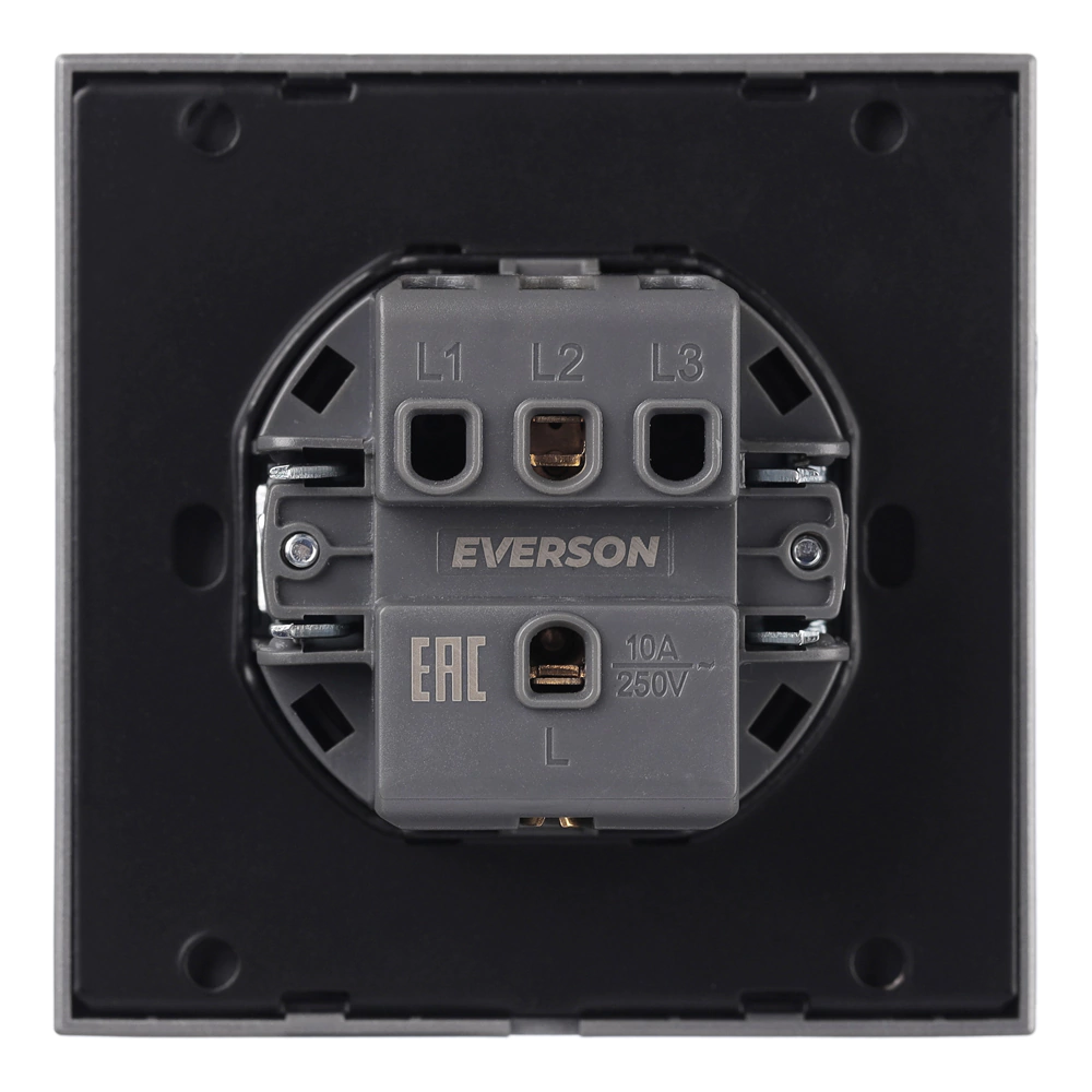 Выключатель рифленый алюминий со скрытой рамкой EVERSON Лилиум