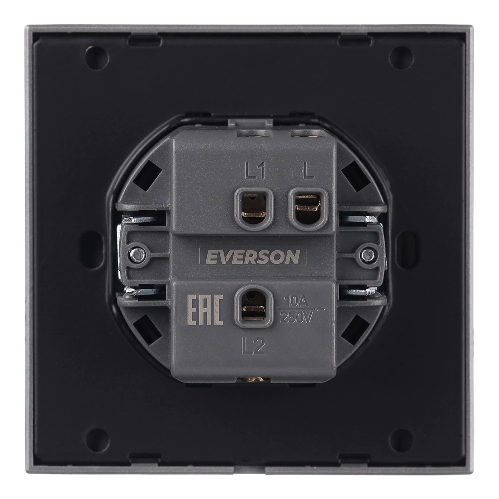 Выключатель проходной рифленый алюминий со скрытой рамкой EVERSON Лилиум