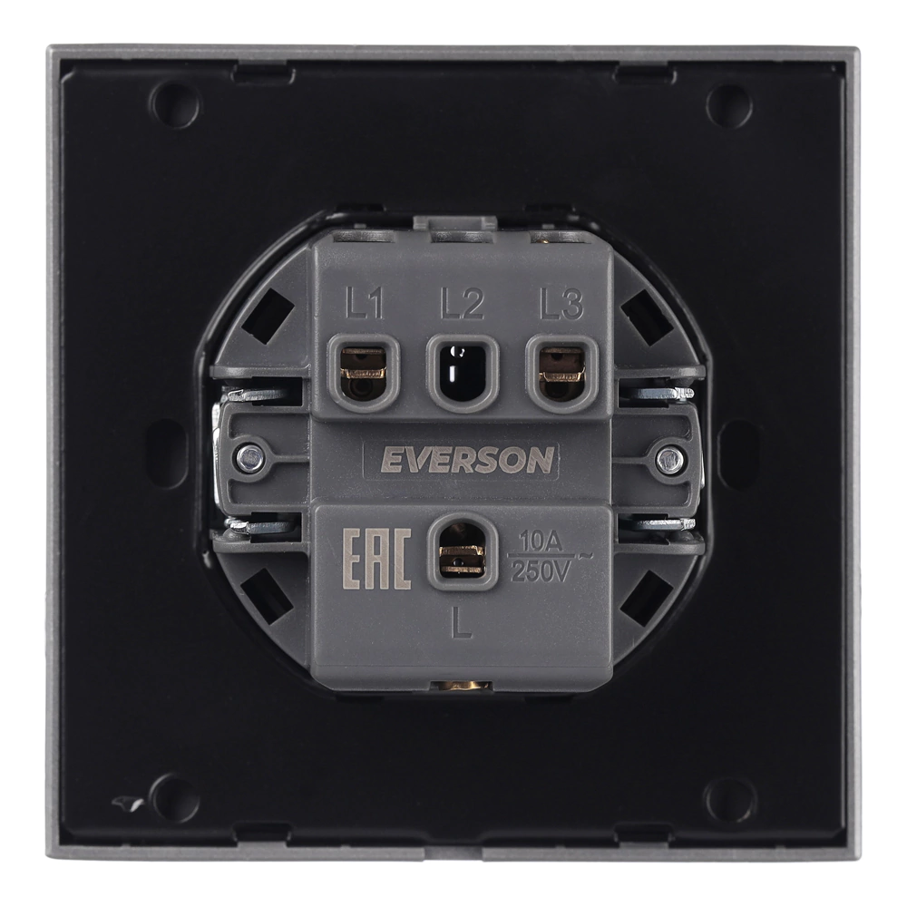 Выключатель двойной рифленый алюминий со скрытой рамкой EVERSON Лилиум