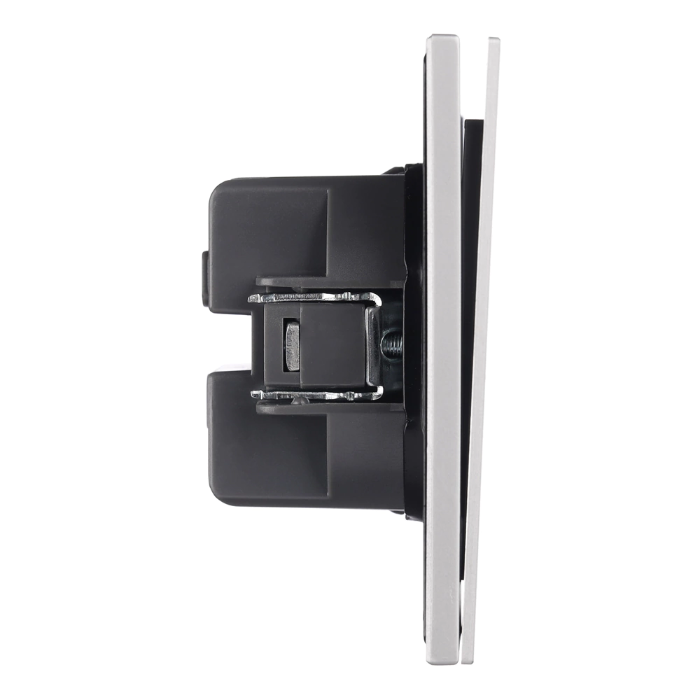 Выключатель двойной рифленый алюминий со скрытой рамкой EVERSON Лилиум